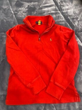 Polo by Ralph Lauren Bright Red Quarter-Zip Cotton Pullover